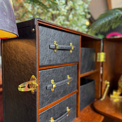 Claridge Trunk Computer Cabinet in Black Leather - Clearance