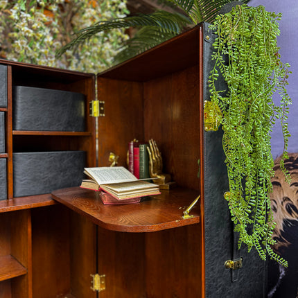 Claridge Trunk Computer Cabinet in Black Leather - Clearance