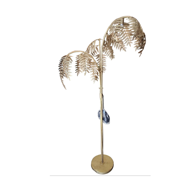 Antique Gold Palm Leaf Floor Lamp - Ex Display