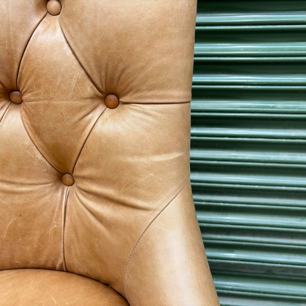 Oskar Bar Stool in Harris Tweed Grey & Tan Leather - Factory Seconds