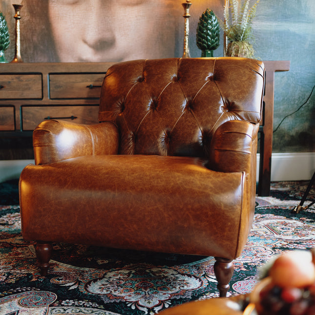 Eaton Chesterfield Armchair in Leather