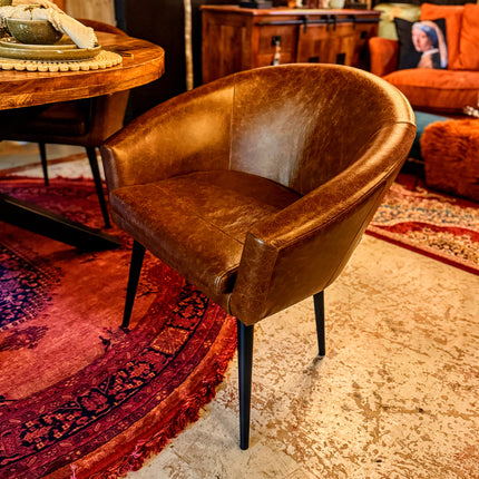 Peter Dining Chair in Cuba Tan Leather - Clearance