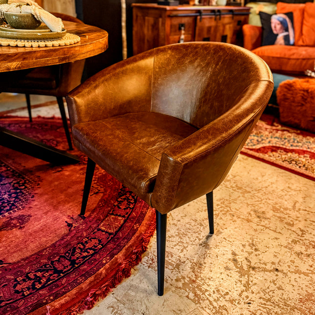 Peter Dining Chair in Cuba Tan Leather - Clearance