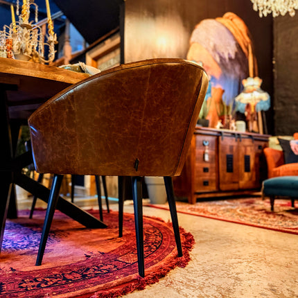 Peter Dining Chair in Cuba Tan Leather - Clearance