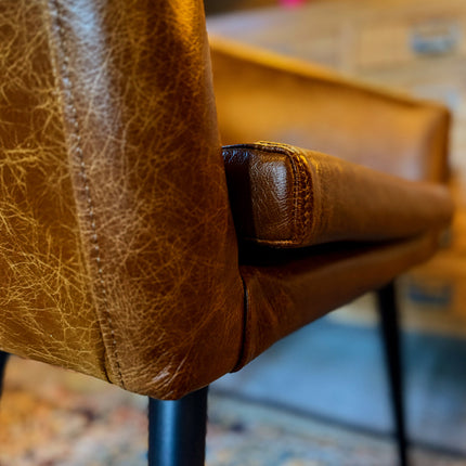 Peter Dining Chair in Cuba Tan Leather - Clearance
