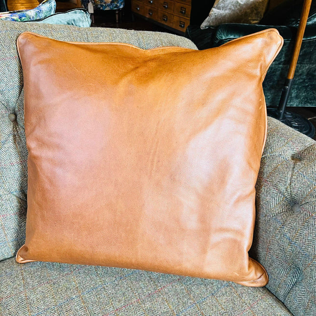 Large Scatter Cushion in Amalfi Brandy Leather - Feather Filled