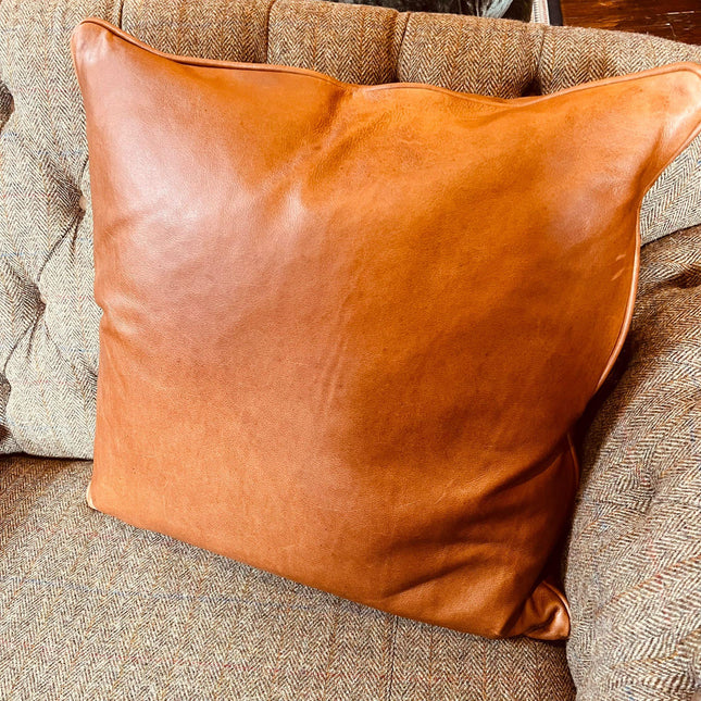 Large Scatter Cushion in Amalfi Brandy Leather - Feather Filled