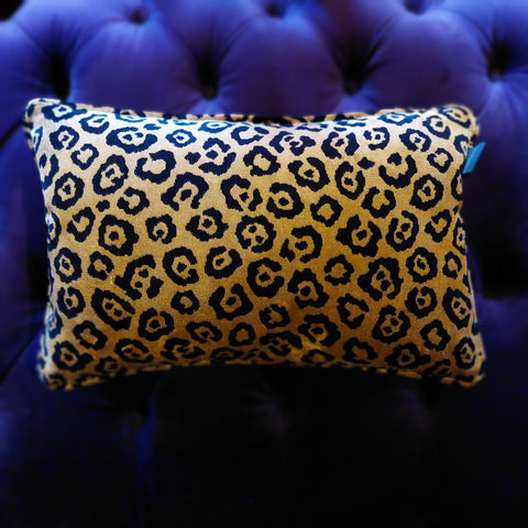 Cushion Bolster Limited Edition in Leopard Gold Velvet (55 x 33cm) Feather Filled