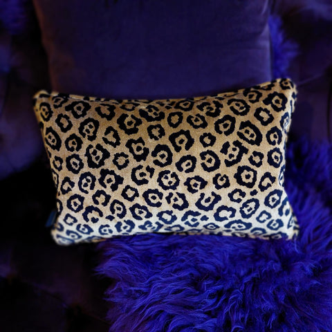 Cushion Bolster Limited Edition in Leopard Gold Velvet (55 x 33cm) Feather Filled