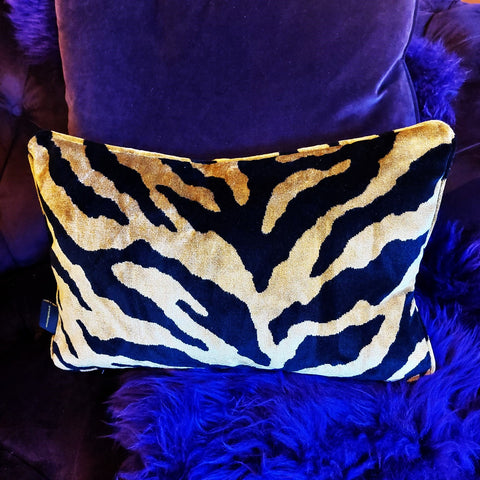 Cushion Bolster Limited Edition in Zebra Gold Velvet (55 x 33cm) Feather Filled
