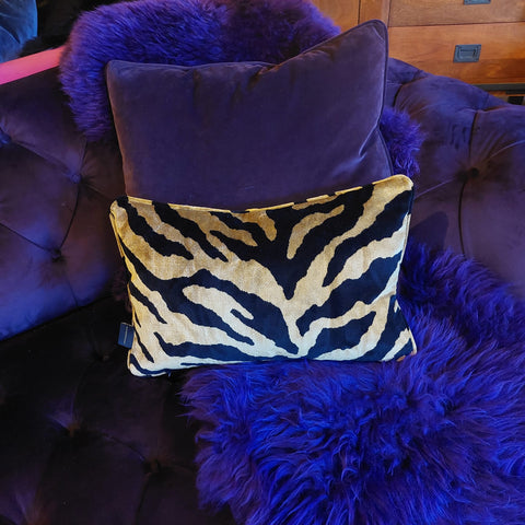 Cushion Bolster Limited Edition in Zebra Gold Velvet (55 x 33cm) Feather Filled