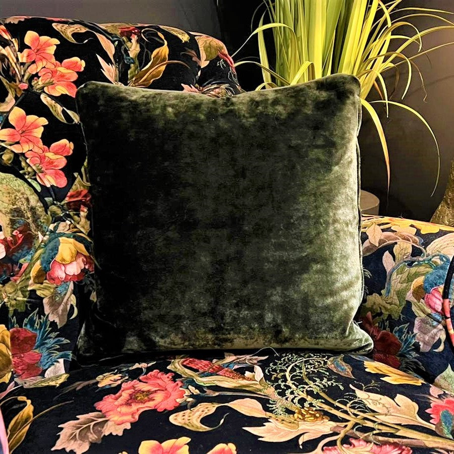 Feather Cushion Opium Emerald Extra Large 60 x 60cm Vintage Sofa