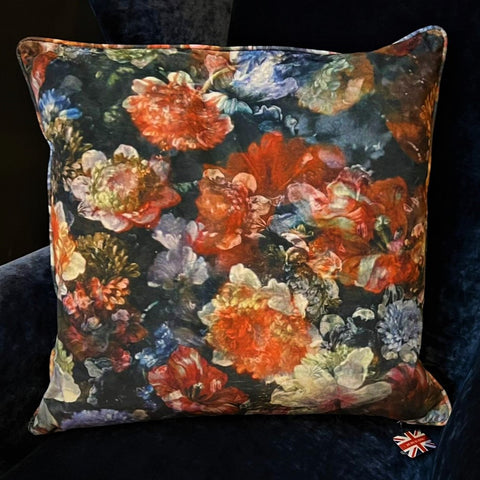Cushion Limited Edition in Floral Paint Velvet (55 x 55cm) Feather Filled