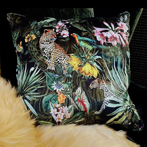 Cushion Limited Edition in Leopard Jungle Velvet (55 x 55cm) Feather Filled