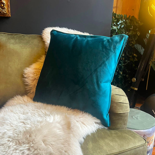 Cushion Limited Edition in Plush New Teal Velvet (55 x 55cm) Feather Filled