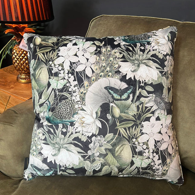 Cushion in Tranquility Black Velvet Feather Filled