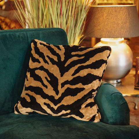 Cushion Limited Edition in Zebra Gold Velvet (55 x 55cm) Feather Filled