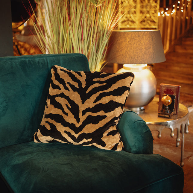 Cushion Limited Edition in Zebra Gold Velvet (55 x 55cm) Feather Filled