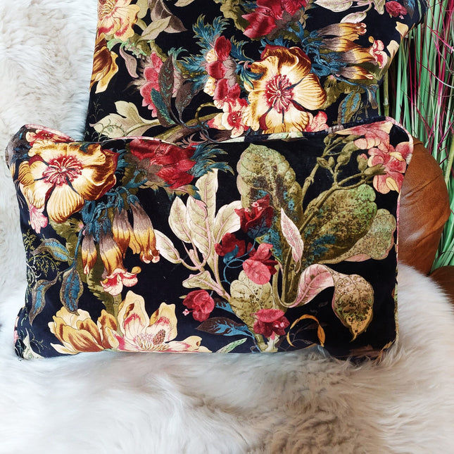 Cushion Small Bolster in Hepworth Midnight Floral (50 x 33cm) Feather Filled