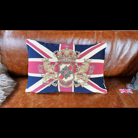 Cushion Union Jack Crest Bolster (46 x 32cm) Feather Filled