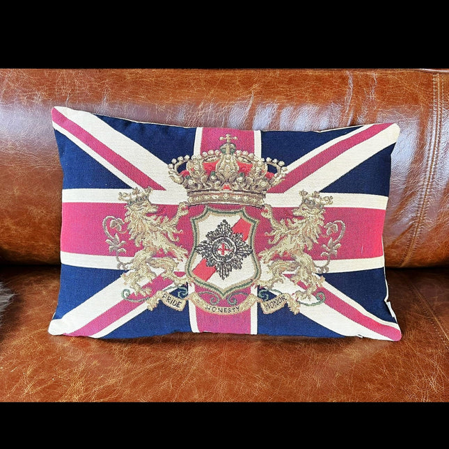 Cushion Union Jack Crest Bolster (46 x 32cm) Feather Filled