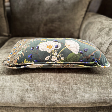 Cushion in Peacock Butterfly Teal Velvet Feather Filled (Various Sizes)
