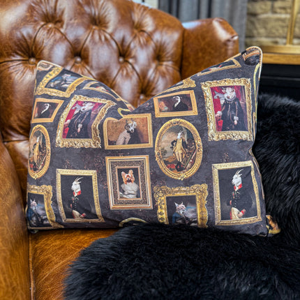 Cushion in Wall of Portraits Velvet - Feather Filled (Various Sizes)