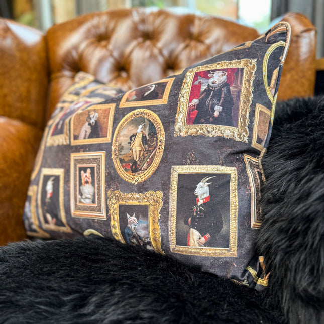Cushion in Wall of Portraits Velvet - Feather Filled (Various Sizes)