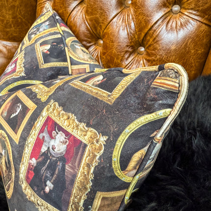 Cushion in Wall of Portraits Velvet - Feather Filled (Various Sizes)