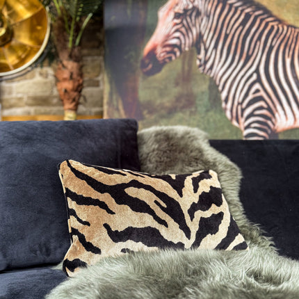 Cushion in Zebra Cream Feather Filled (Various Sizes)