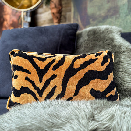 Cushion Bolster in Zebra Gold Feather Filled - Small - Clearance