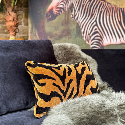 Cushion Bolster in Zebra Gold Feather Filled - Small - Clearance