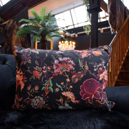 Cushion Bolster in Fantasia Floral Velvet Feather Filled - Large Clearance