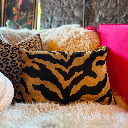 Cushion in Zebra Gold Feather Filled (Various Sizes)