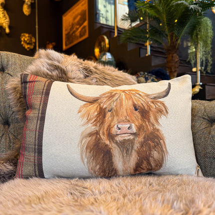 Cushion Highland Cow in Sand - Bolster