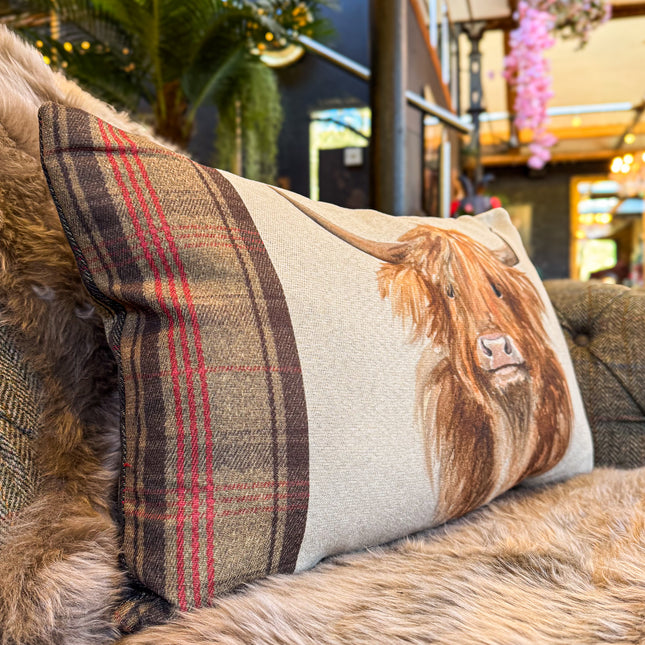 Cushion Highland Cow in Sand - Bolster