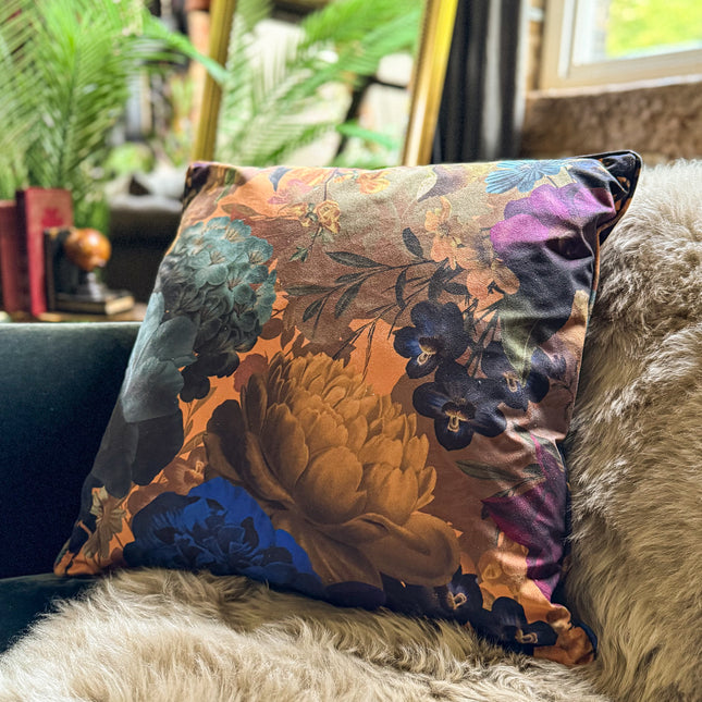 Cushion Scatter in Opal Flora Velvet (55 x 55cm) Feather Filled