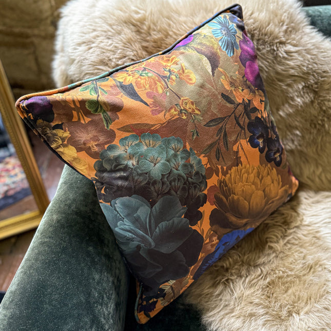 Cushion Scatter in Opal Flora Velvet (55 x 55cm) Feather Filled