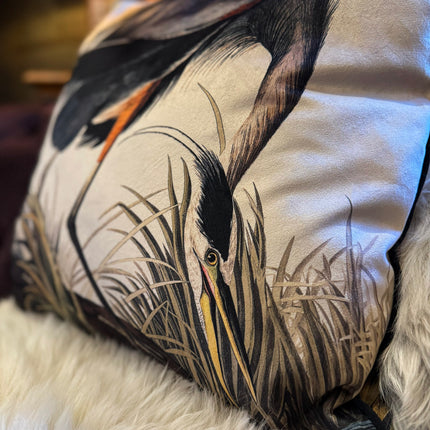 Cushion Scatter in Blue Heron Botanical Velvet (Feather Filled) - 60 x 60cm