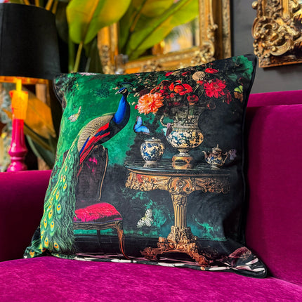 Cushion Scatter in Curiosity Peacock Velvet (Feather Filled) 60 x 60cm