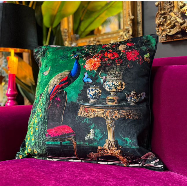 Cushion Scatter in Curiosity Peacock Velvet (Feather Filled) 60 x 60cm