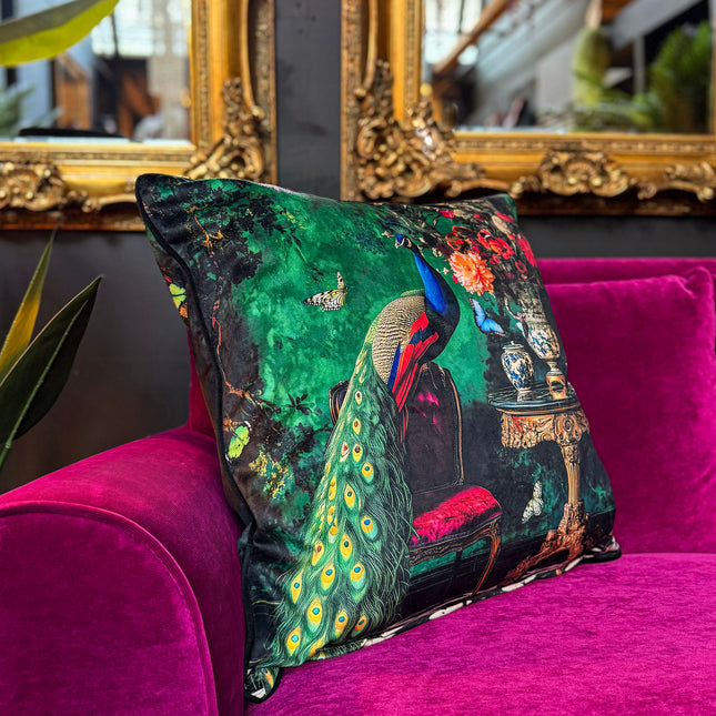 Cushion Scatter in Curiosity Peacock Velvet (Feather Filled) 60 x 60cm