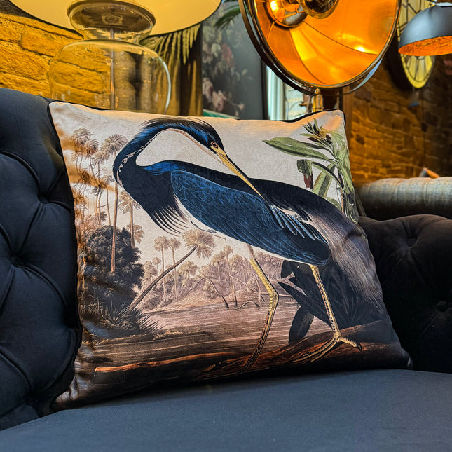 Cushion Scatter in The Louisiana Heron Velvet (Feather Filled) - 60 x 60cm