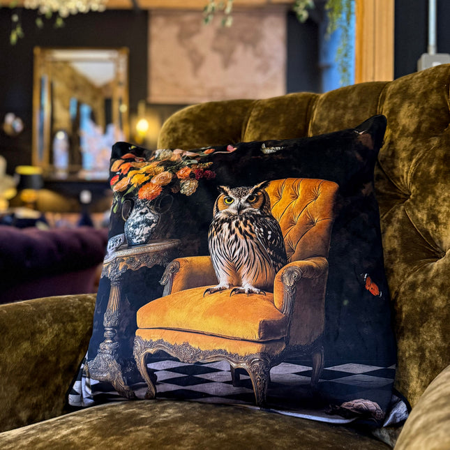 Cushion Scatter in The Nocturne Owl Velvet (Feather Filled) - 60 x 60cm
