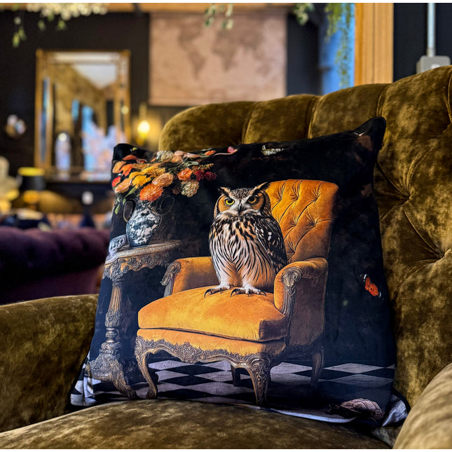 Cushion Scatter in The Nocturne Owl Velvet (Feather Filled) - 60 x 60cm