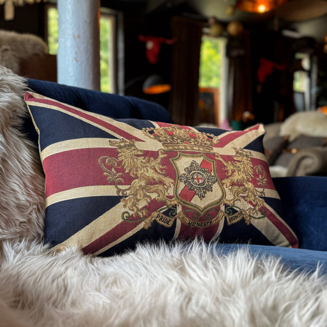 Cushion Union Jack Crest Bolster Feather Filled (65cm x 45cm)