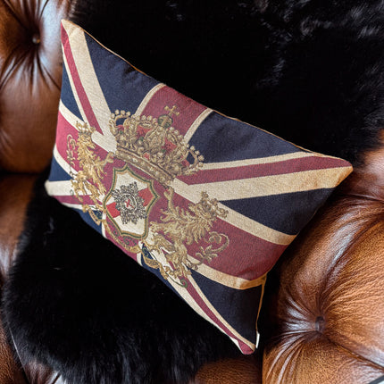 Cushion Union Jack Crest Bolster Feather Filled
