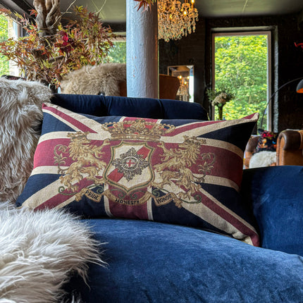 Cushion Union Jack Crest Bolster Feather Filled (65cm x 45cm)