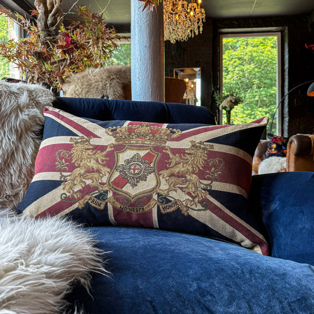 Cushion Union Jack Crest Bolster Feather Filled (65cm x 45cm)