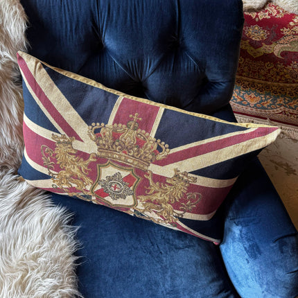 Cushion Union Jack Crest Bolster Feather Filled (65cm x 45cm)